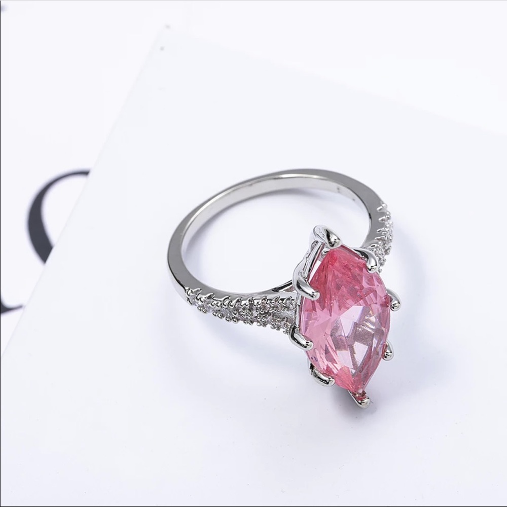 New Large pink crystal Stainless Steel Ring - Picture 5 of 5